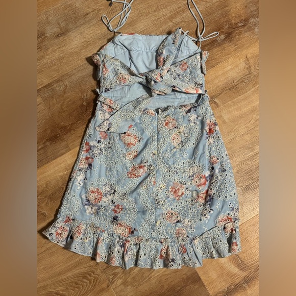 Frill Seeker Eyelet Embroidery TieBack Dress Floral Print  M flawed **2 for 20** - Picture 11 of 16